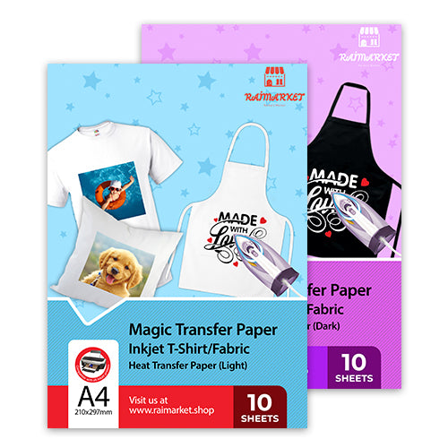 10) - Iron on Transfer Paper for Light Fabric (Magic Paper) by Raimarket 10  Sheets A4 Inkjet Iron On Paper/T Shirt Transfers DIY Fabric Printing,  Unleash Your Creativity (10) : : Home