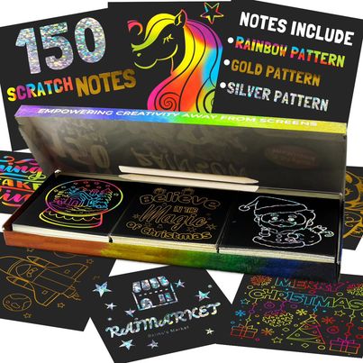 Raimarket Rainbow Scratch Mini Notes for Kids