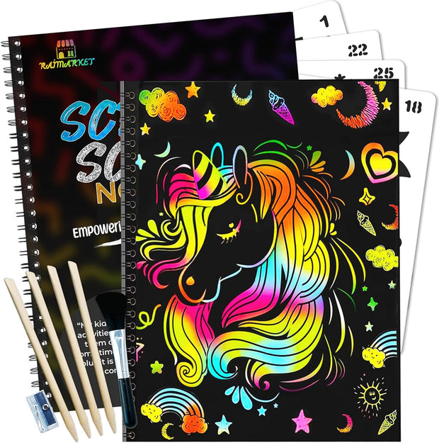 Raimarket Rainbow Scratch Notebook for Kids