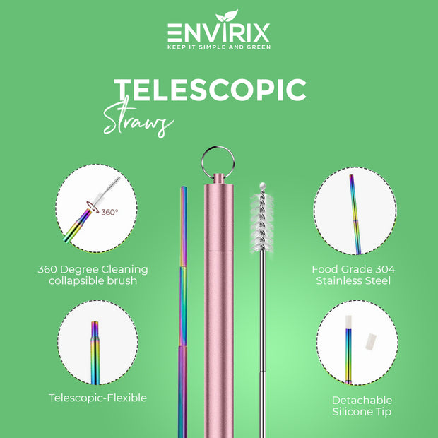 Telescopic Reusable Drinking Straws by Envirix