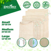 Envirix Organic Reusable Cotton Bags | 6 Pack
