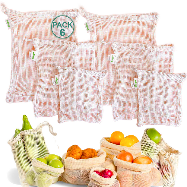 Envirix Organic Reusable Cotton Bags | 6 Pack