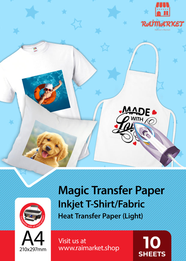 Iron on Fabric Transfer Paper (Magic Paper) - Light (10 Sheets)